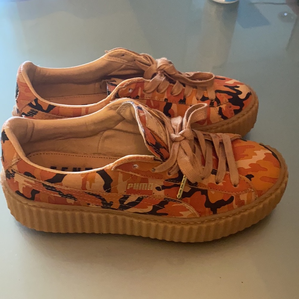 PUMA X RIHANNA Suede Camo orange Creepers Size 7.5 - Picture 11 of 14